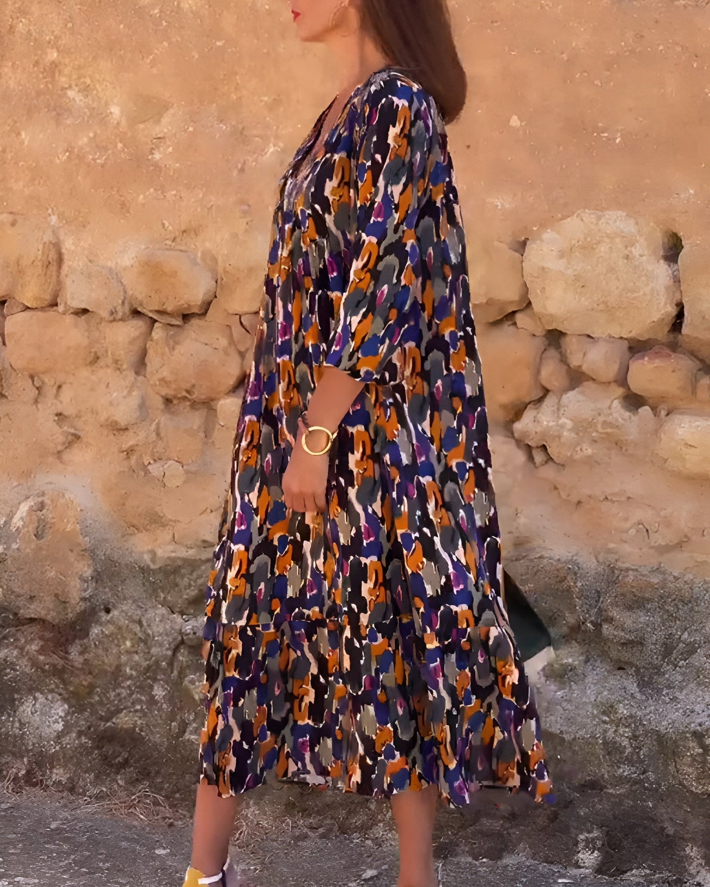 NANDA | V-Neck Dress with Vibrant Prints