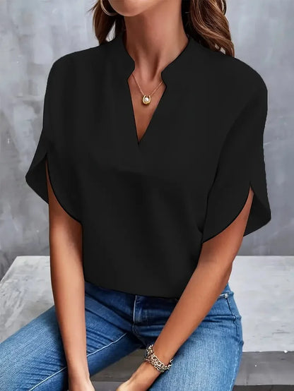 INAYA | Elegant V-Neck Blouse in Soft Fabric