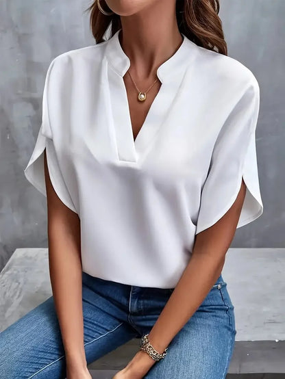 INAYA | Elegant V-Neck Blouse in Soft Fabric
