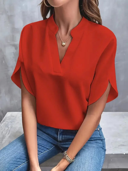 INAYA | Elegant V-Neck Blouse in Soft Fabric