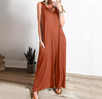 MAGDA | Relaxed V-Neck Jumpsuit with Flowy Wide Legs